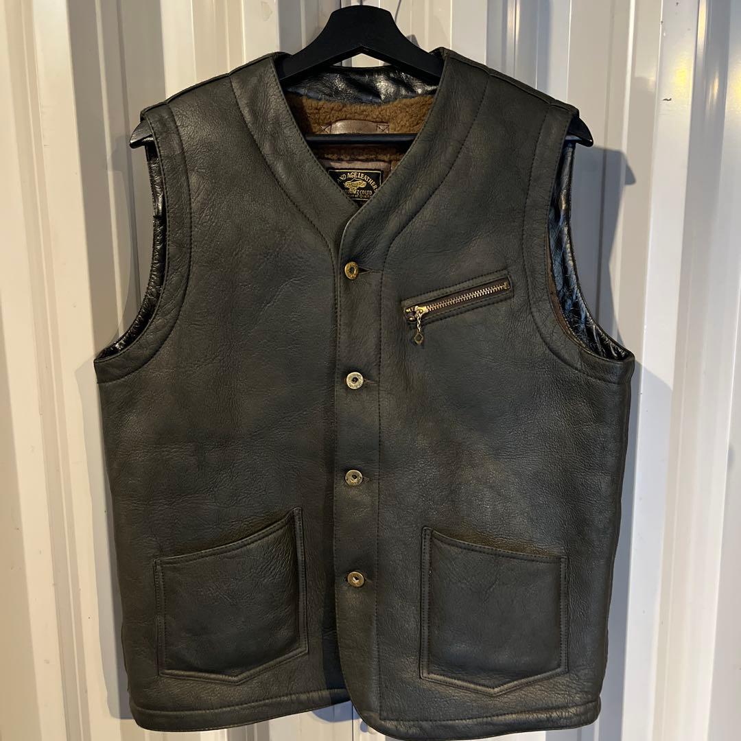 vin&age ムートンベスト シープスキン レザーベスト - メルカリ