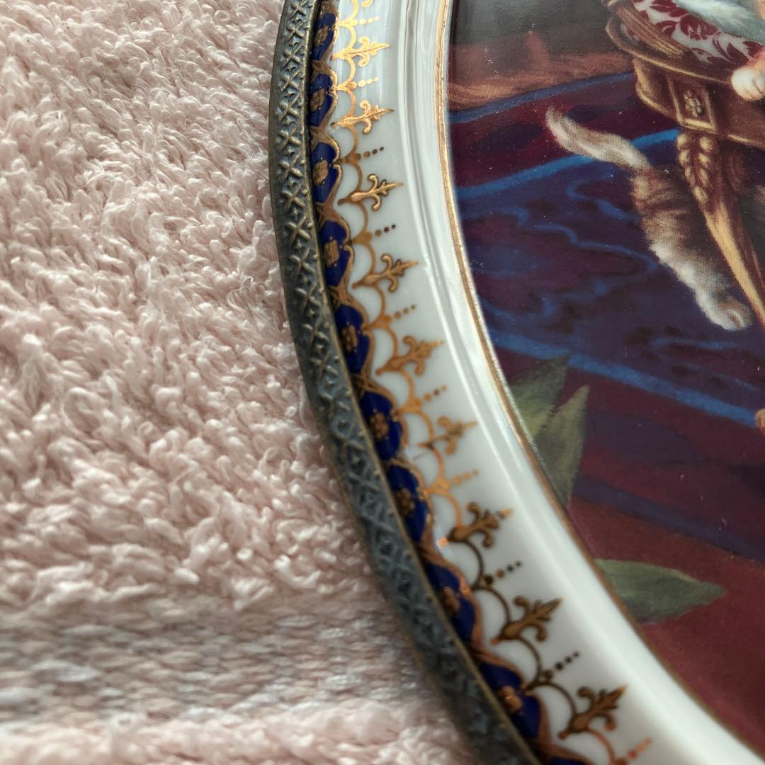 希少 マイセン 猫 壁掛け 飾り絵 プレート 猫の絵画 アンティーク