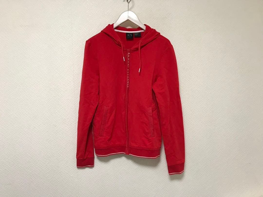 本物アルマーニエクスチェンジARMANI AXジップ長袖パーカーメンズ赤XS