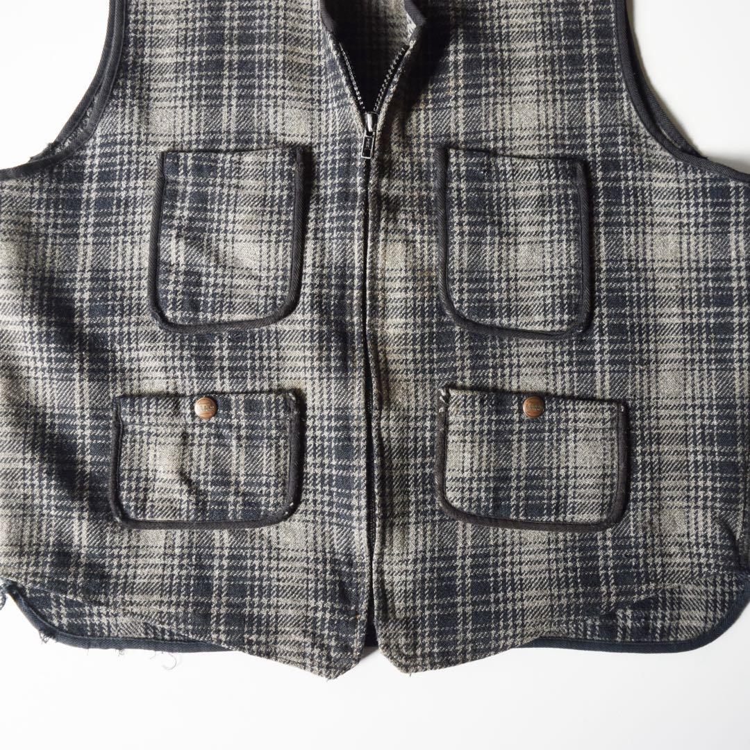 80s 90s LLBean ウール オンブレ ベスト ブラック L usa製 - メルカリ