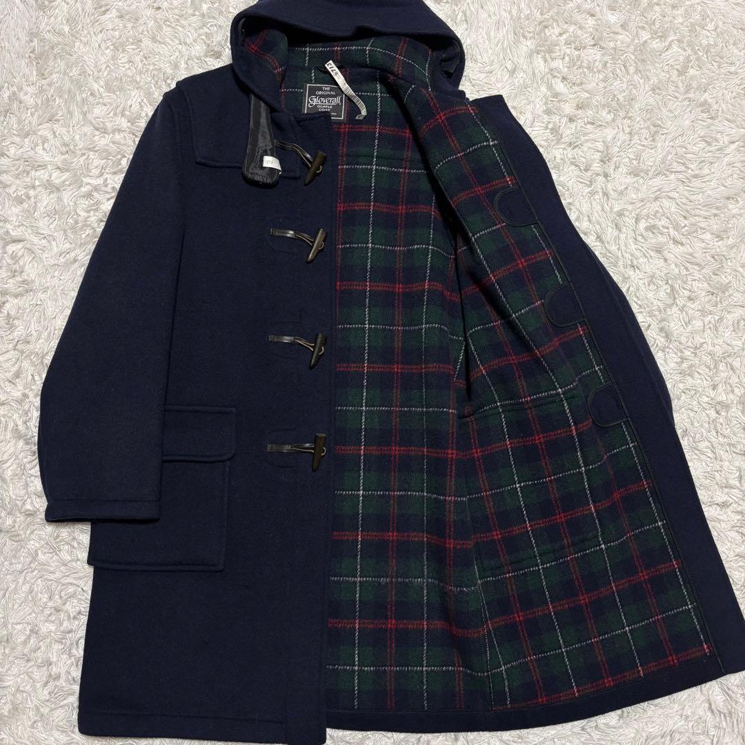 ✨極美品✨グローバーオール ダッフルコート チェック モンティ 英国製 ネイビー グローバーオール ダッフルコート チェック柄 英国製 L ネイビー 濃紺