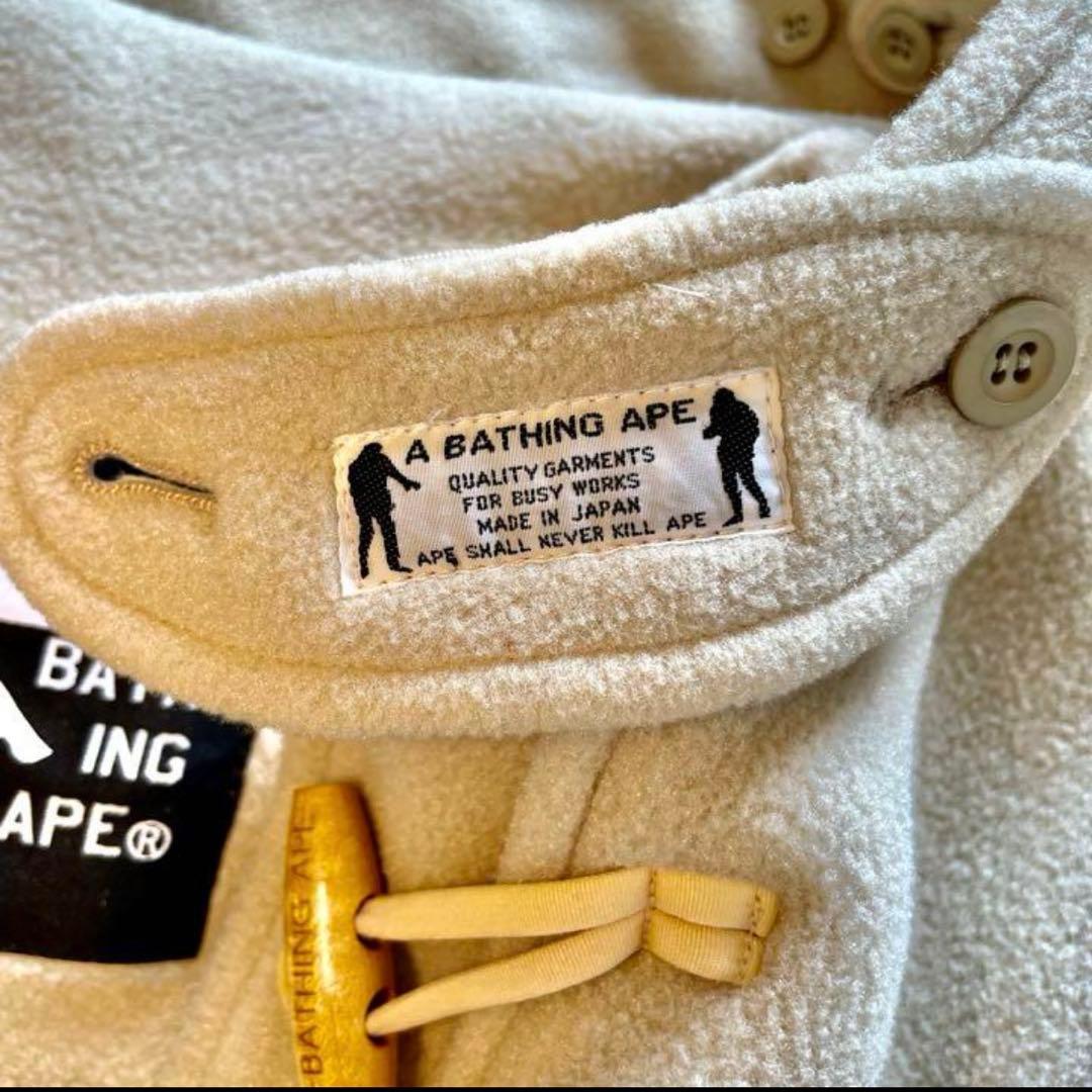 美品 A BATHING APE フリース ダッフルコート ベージュ - メルカリ