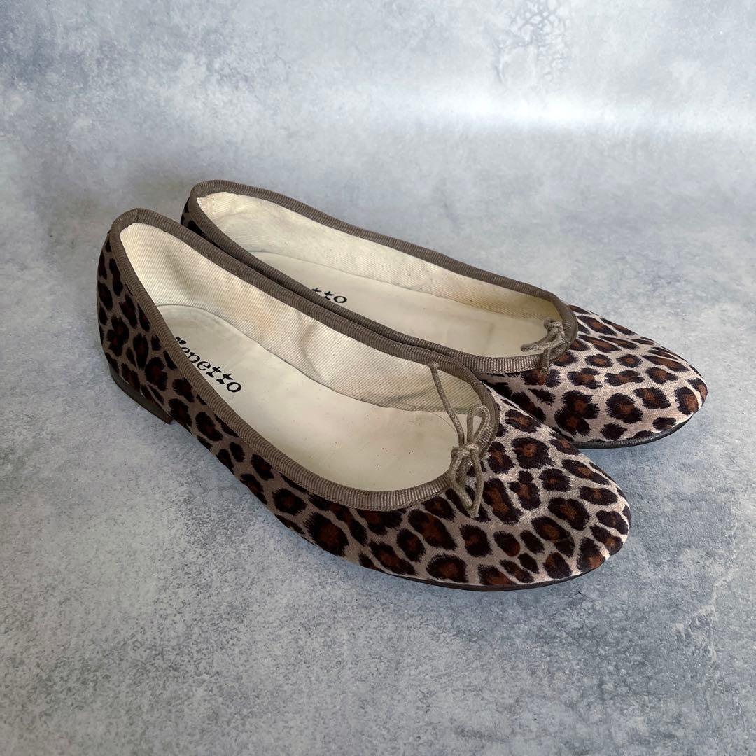 repetto レオパード柄 バレエシューズ ベルベット　39 レペット21年秋冬新作