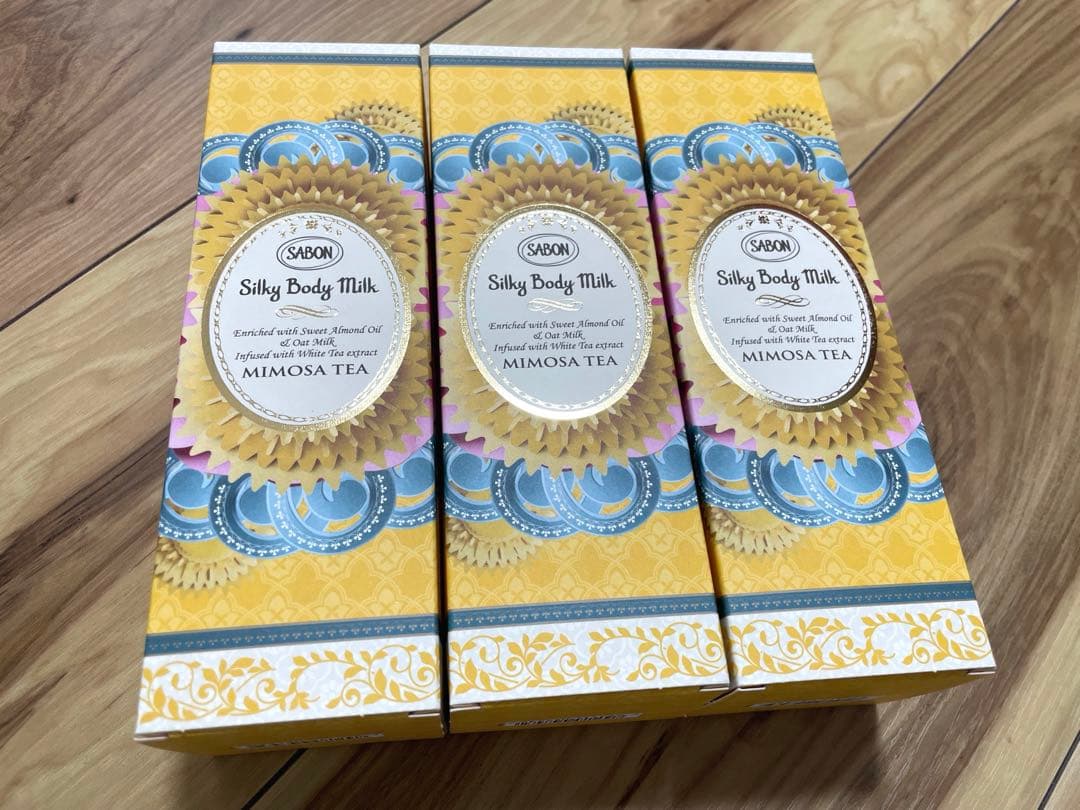 【新品未開封】SABON シルキーボディミルク ミモザティー 3本セット 新品未開封】SABON シルキーボディミルク ミモザティー 3本セット
