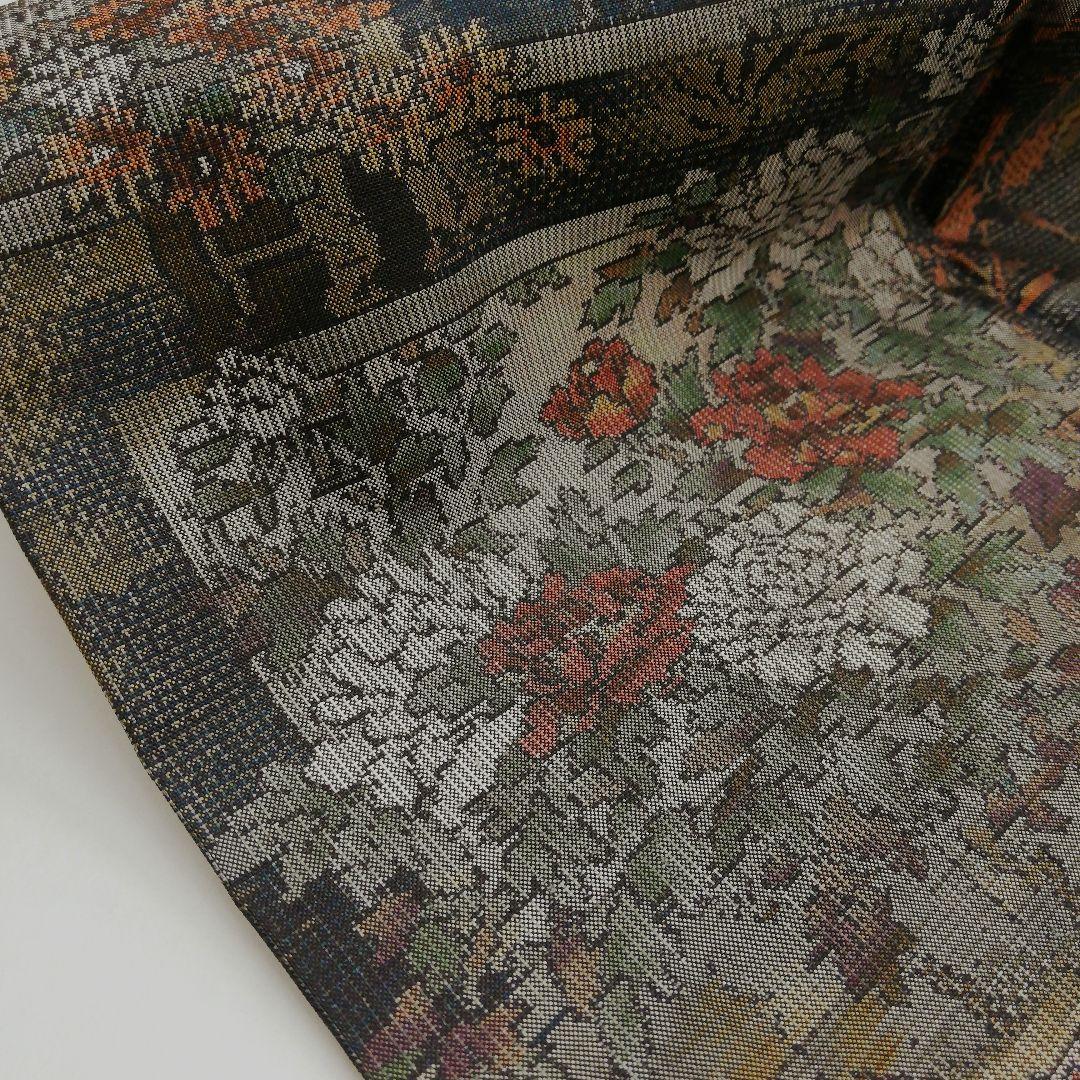 本場大島紬(袷) (四季の草花紋様 恵 積五郎(絣の魔術師) 裄68㌢身幅