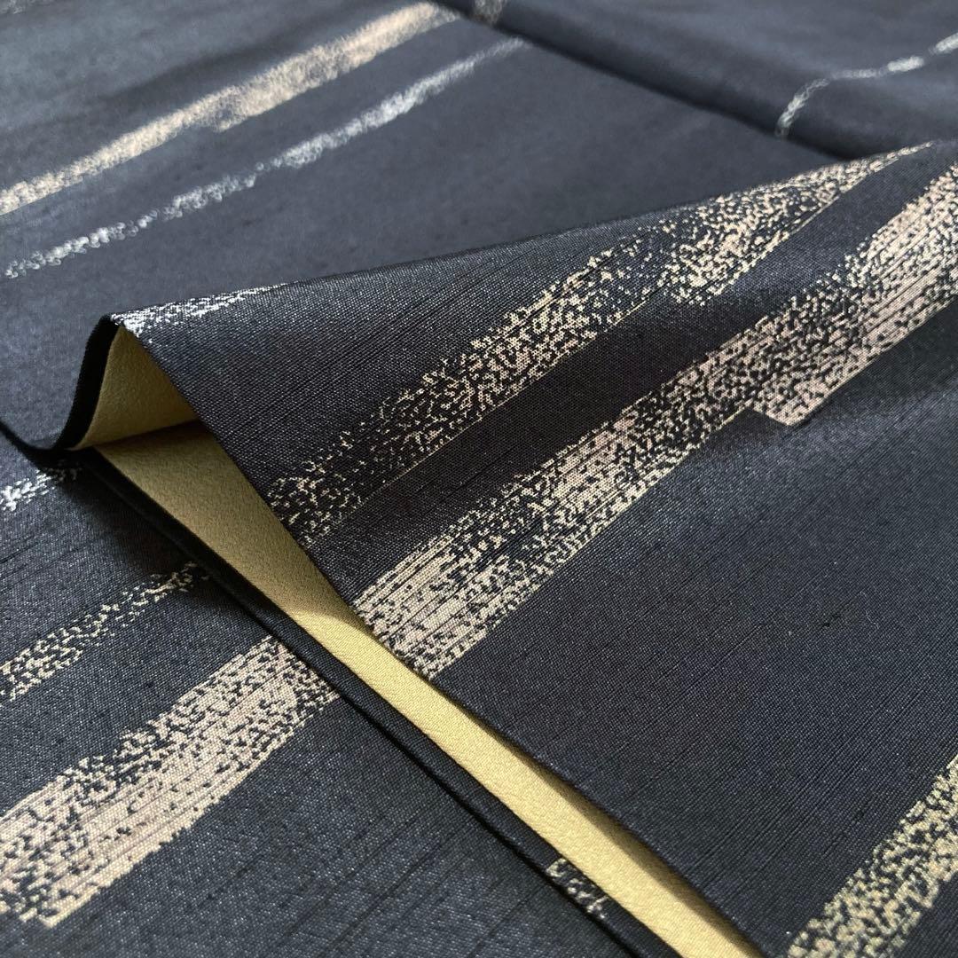良品✨】東レシルック 洗える着物 小紋 紬調 黒色 横段 袷 A2 - メルカリ