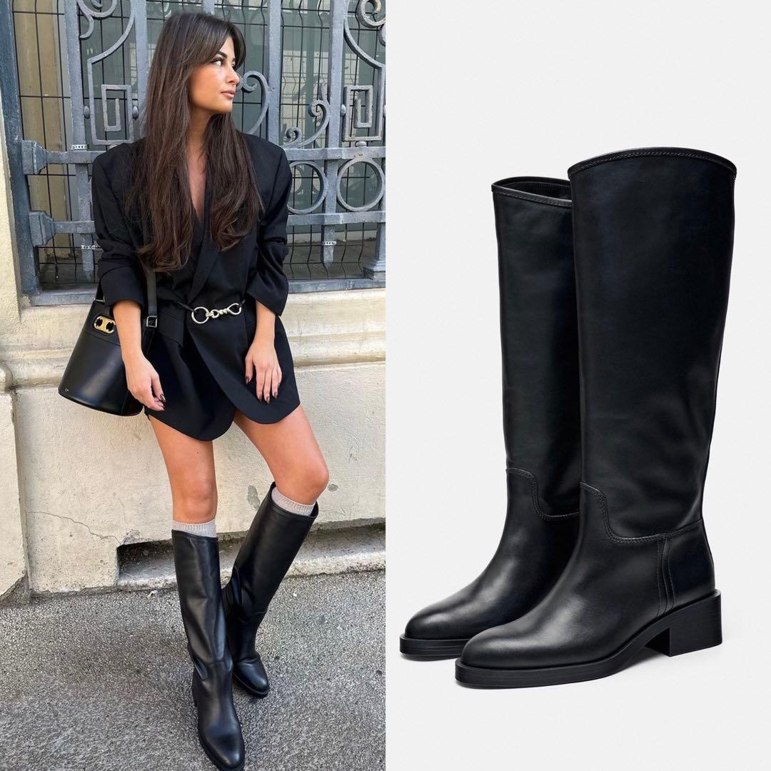 新品 ZARA レザー ニーハイブーツ 38サイズ - メルカリ