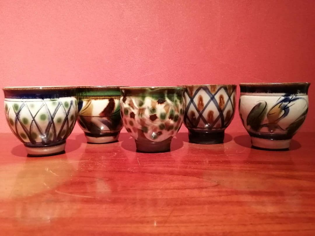 【くう】沖縄の民藝陶器　湯呑み5種5客 やちむん湯呑み 5客セット 工房福田 | ゆいまーる沖縄 ＜Online＞