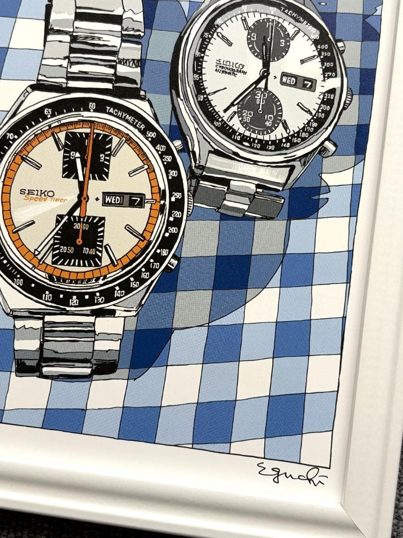 江口寿史『SEIKOの古いクロノグラフ』B5サイズ 額入り 印刷物 額装品