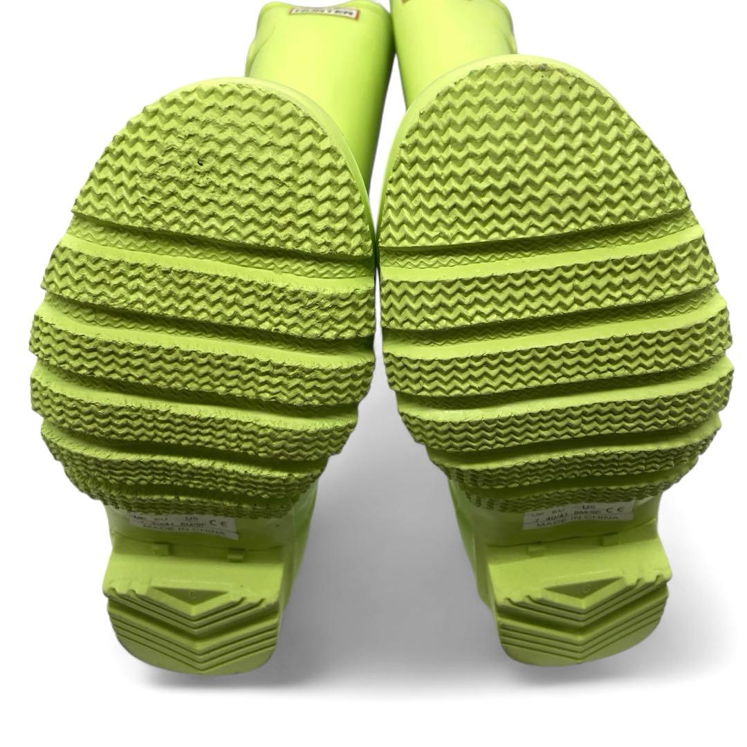 未使用級 ハンター レインブーツ ライムグリーン UK7 25.5cm