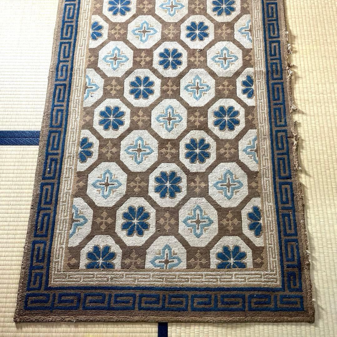 XG508 時代物・赤穂緞通・鍋島緞通・緞通・段通・絨毯・アンティーク