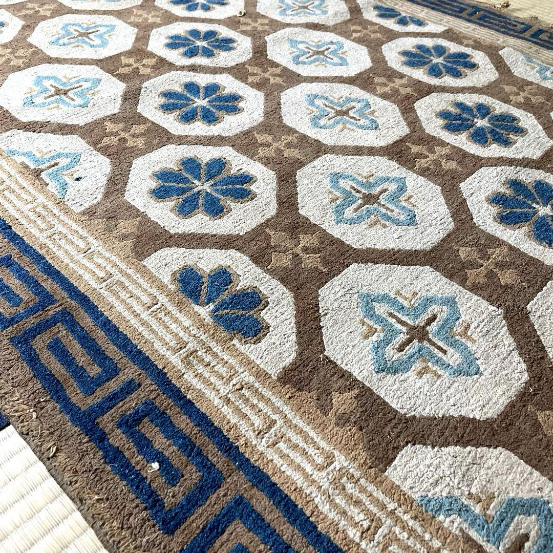 XG508 時代物・赤穂緞通・鍋島緞通・緞通・段通・絨毯・アンティーク