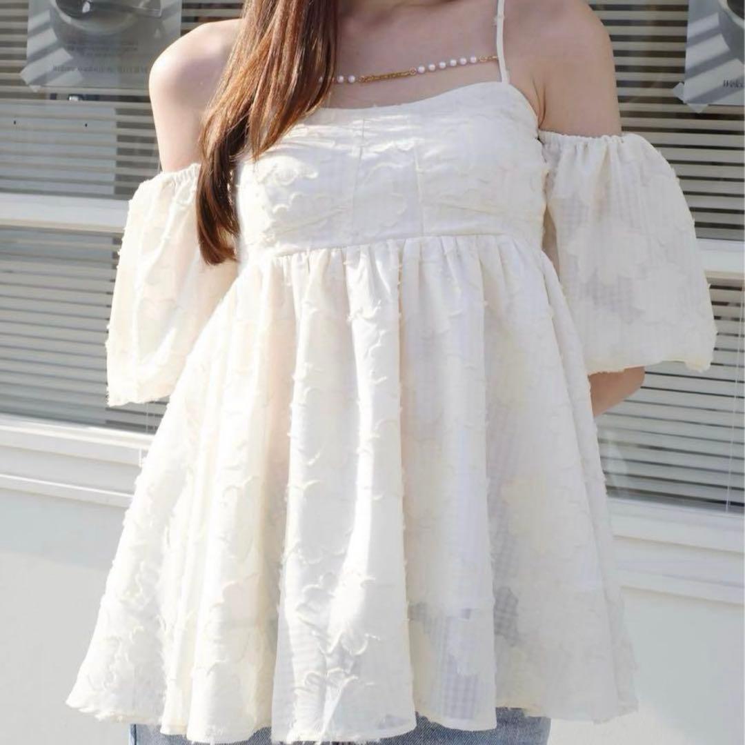 トップス POMME d'amour charm jacquard peplum tops Hana Jacquard Peplum Top in Lilac