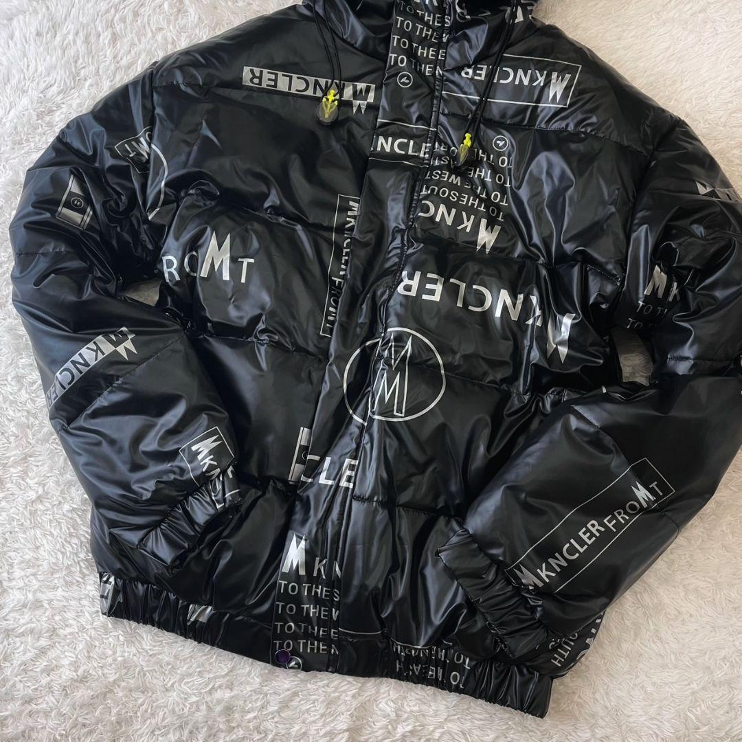 新品 BOLINI プレミアムダウン ダウンジャケット 黒 総柄 ロゴ 3XL