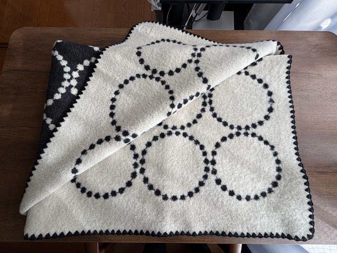 ミナペルホネン ブランケット tambourine, Lサイズ, ブラック ミナ