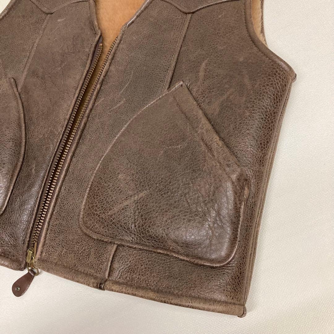 マツ様専用】☆Schott ムートンベスト/レザーベスト M羊革/本革 USA