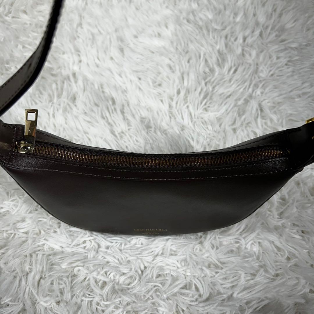 極美品✨クリスチャンヴィラ ラウンドショルダーバッグ ハーフムーン