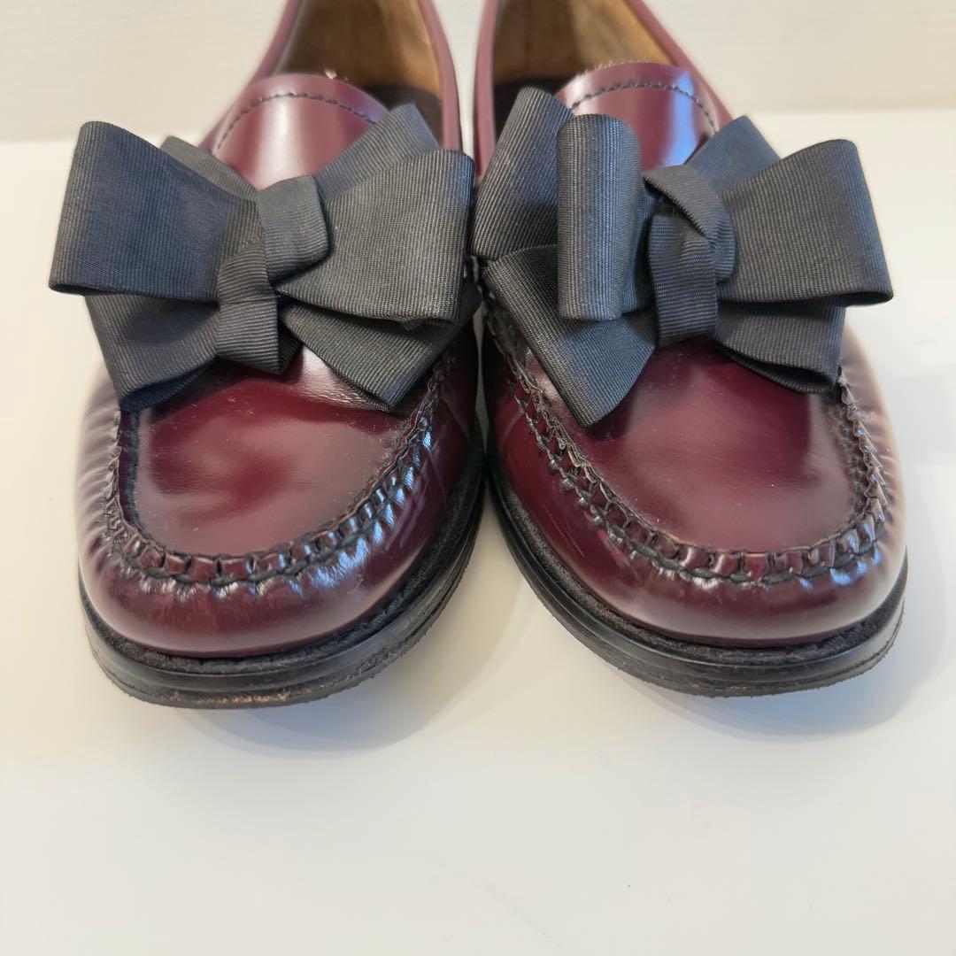希少 G.H.BASS Weejunsリボン ローファー 24cm バーガンディ