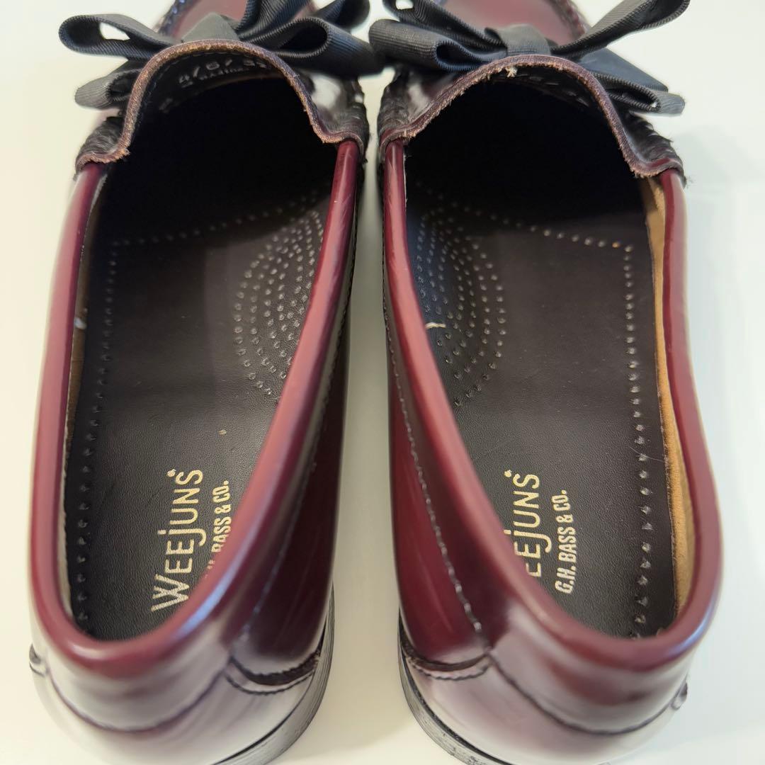 希少 G.H.BASS Weejunsリボン ローファー 24cm バーガンディ