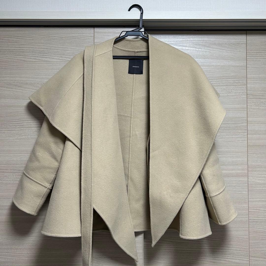 完売品】anuans リバーウールミドルマフラーコート ベージュ コート
