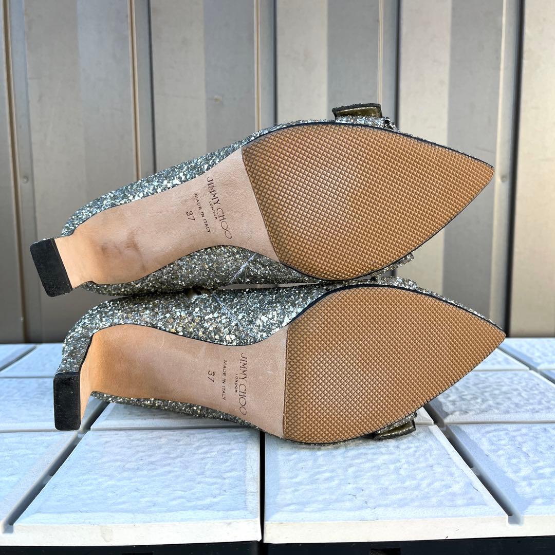 37 Jimmy Choo ショートブーツ グリッター ビジュー ラメ 24 - メルカリ