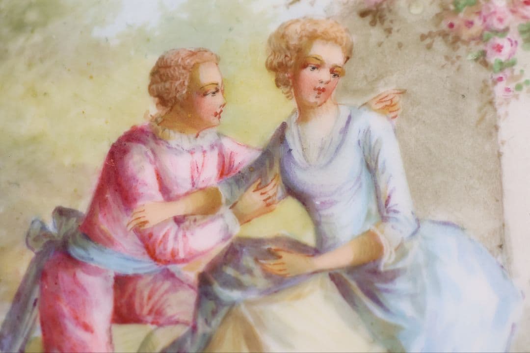 CM325】セーブル フランス リモージュ コンポティエ 絵皿 人物 陶磁器