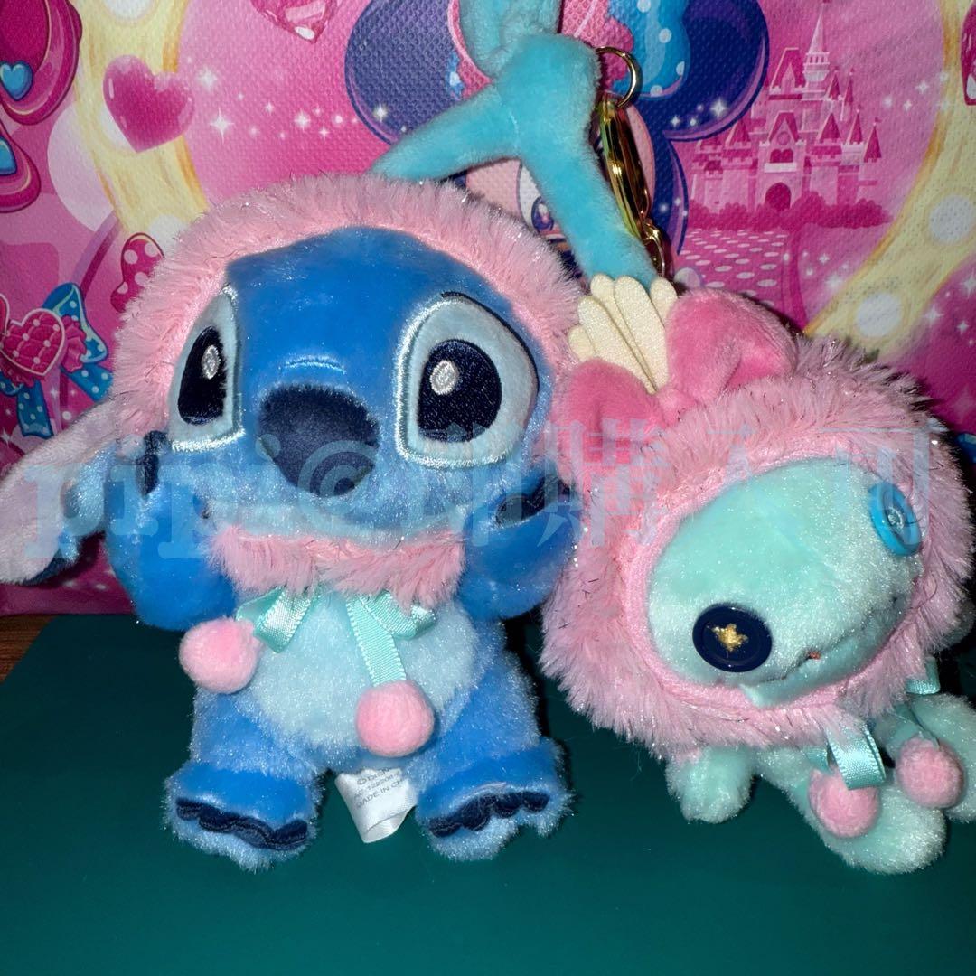 スティッチ】ディズニー スクランプ ぬいぐるみ キーホルダー
