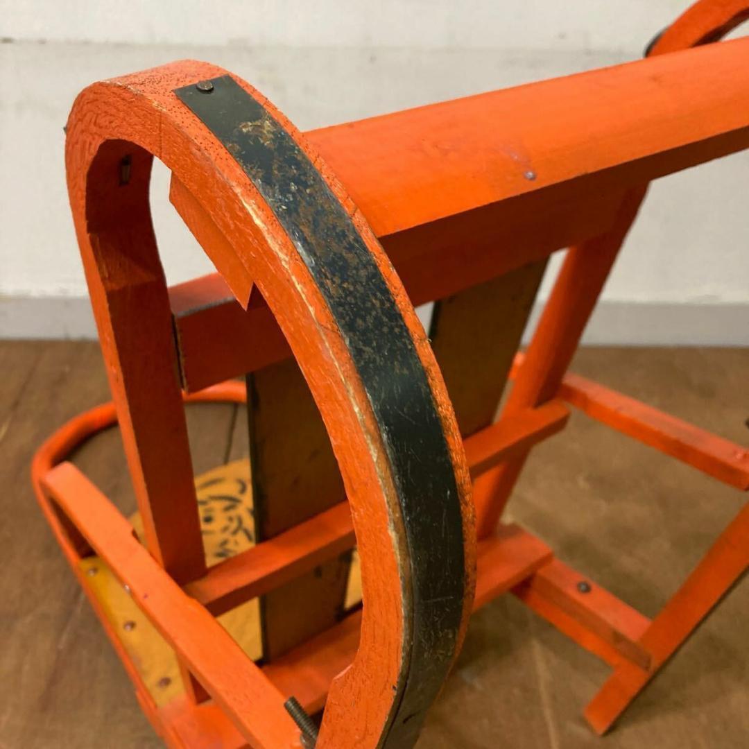 木製 手押し そり 昭和レトロ オレンジ9 曲げ木 犬ぞり 犬そり