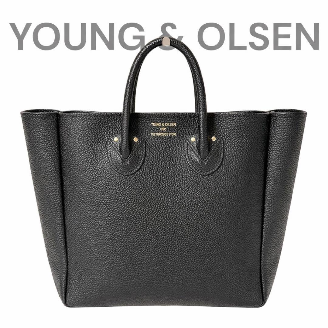 美品✨YOUNG & OLSEN エンボスレザートートバッグ M 黒 A4収納 - メルカリ