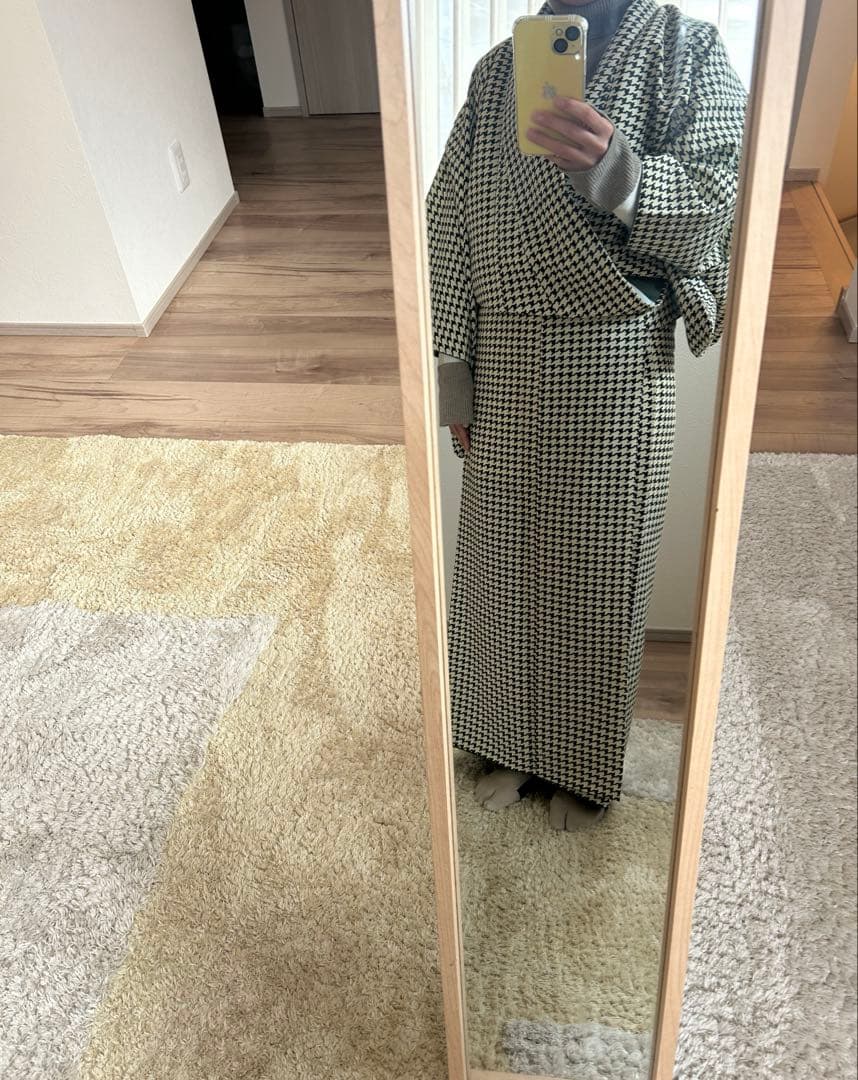 きものやまと ポリエステル着物 千鳥格子 Sサイズ 広衿 袷