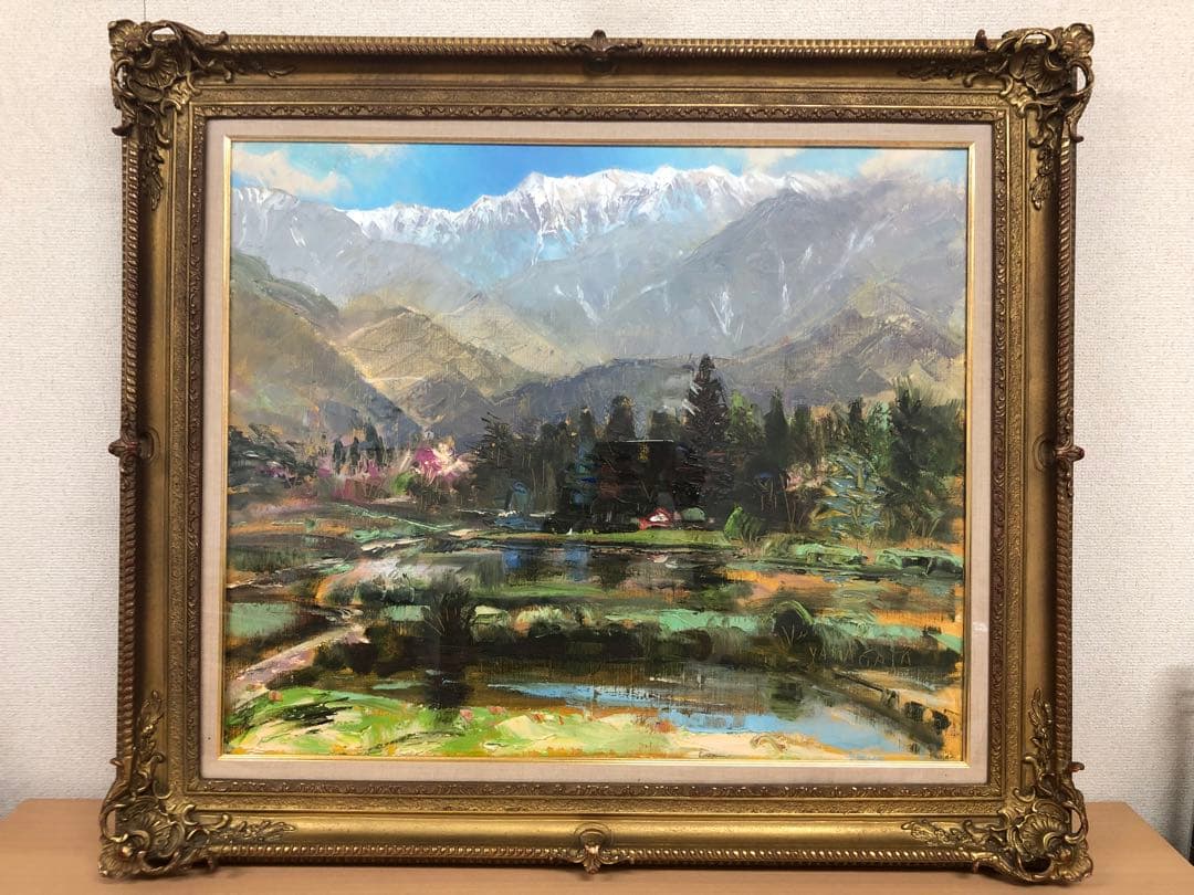 山形弘　油絵　額寸縦800㎜横920㎜　サインあり 岡山県・津山市出身 洋画家 山形弘『津山風景』 油絵 ✳︎直筆サイン