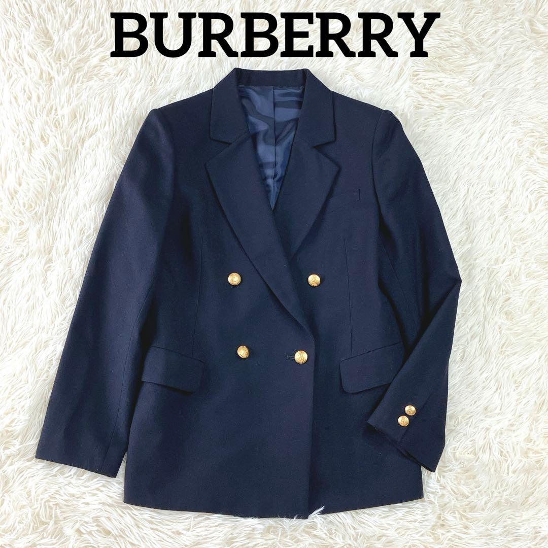 バーバリーロンドン ダブルジャケット 紺ブレ 金ボタン ネイビー 150A