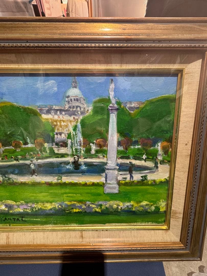 ⚫️E. KANTAL 公園の風景 油彩画 リュクサンブール公園 - メルカリ