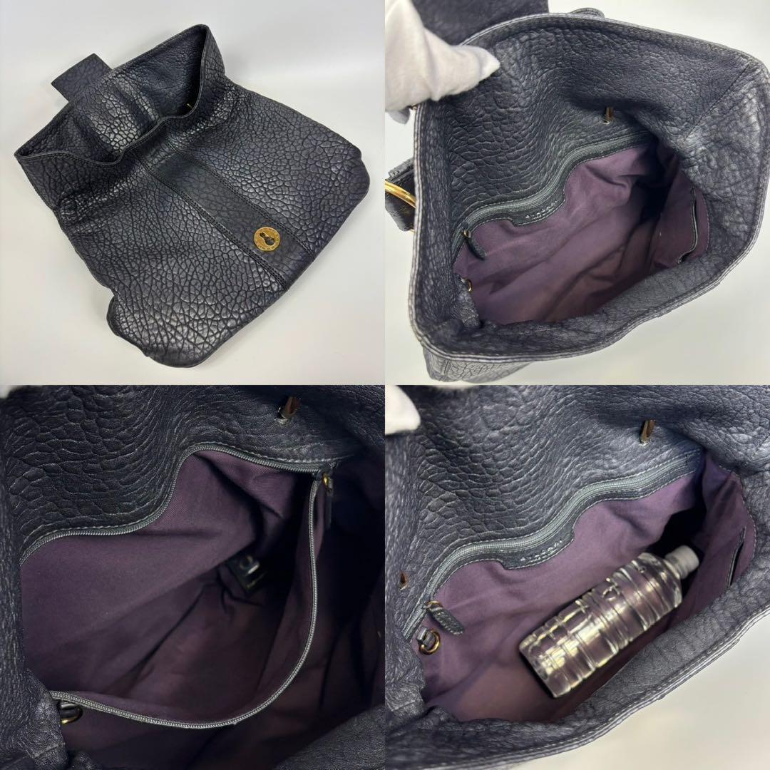 極美品 ブルガリ レオーニ ハンドバッグ ライオン シボ革 カード有