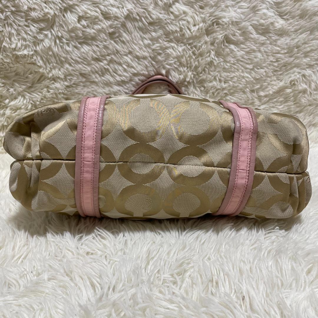 COACH コーチ ポピーアートグラム トートバッグ ベージュ ピンク A4
