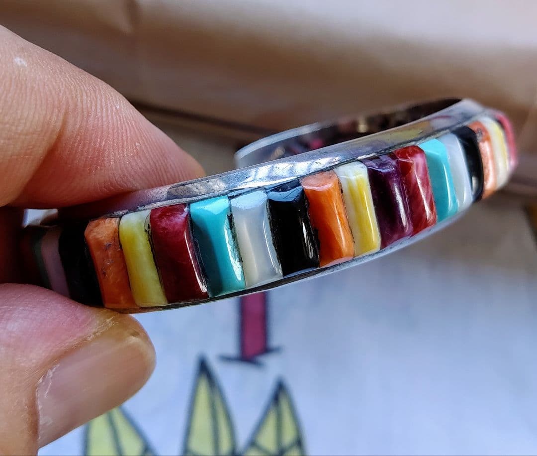 レイアダカイ☆Ray Adakai ナバホ族☆マルチインレイ・バングル M