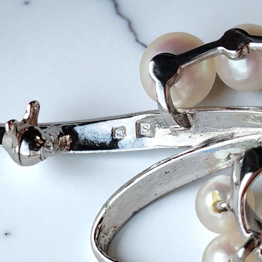 美品✨️ミキモト パールブローチ あこや真珠 10粒 MS刻印 シルバー