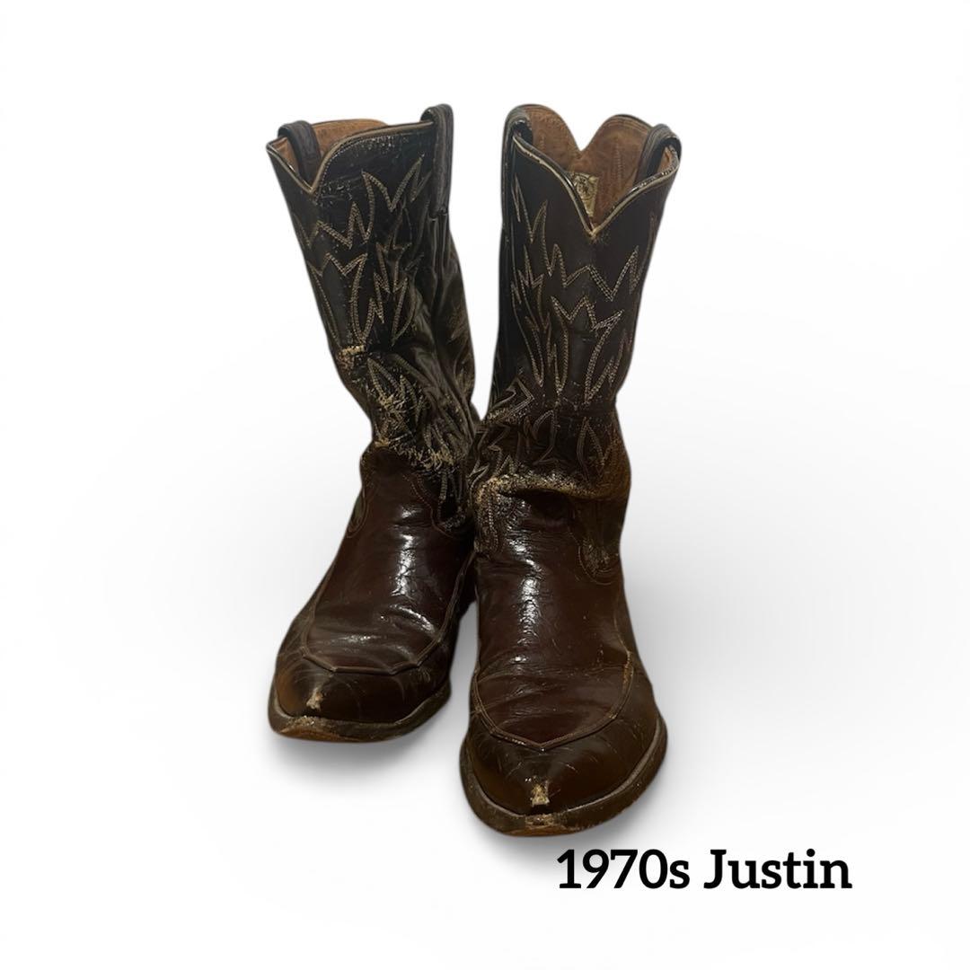 s*3様 1970s \"Justin\" ヴィンテージ ウエスタンブーツ ブラウン