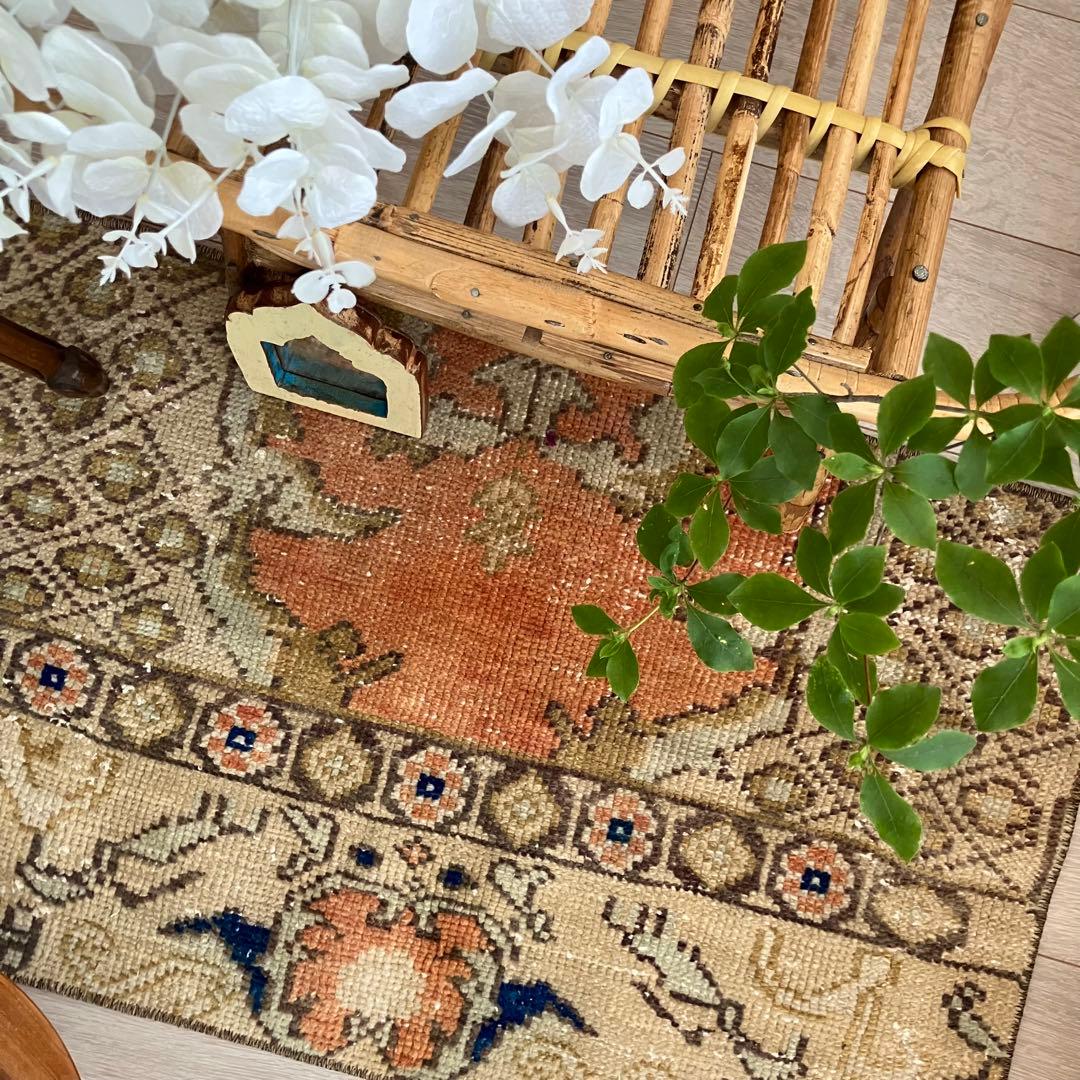 ミルキーべージュ✳︎48×77✳︎ブラウン ブルー オレンジ トルコ