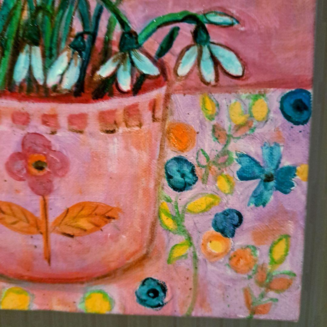 キャンバス油絵 専用 春を告げる花スノードロップ