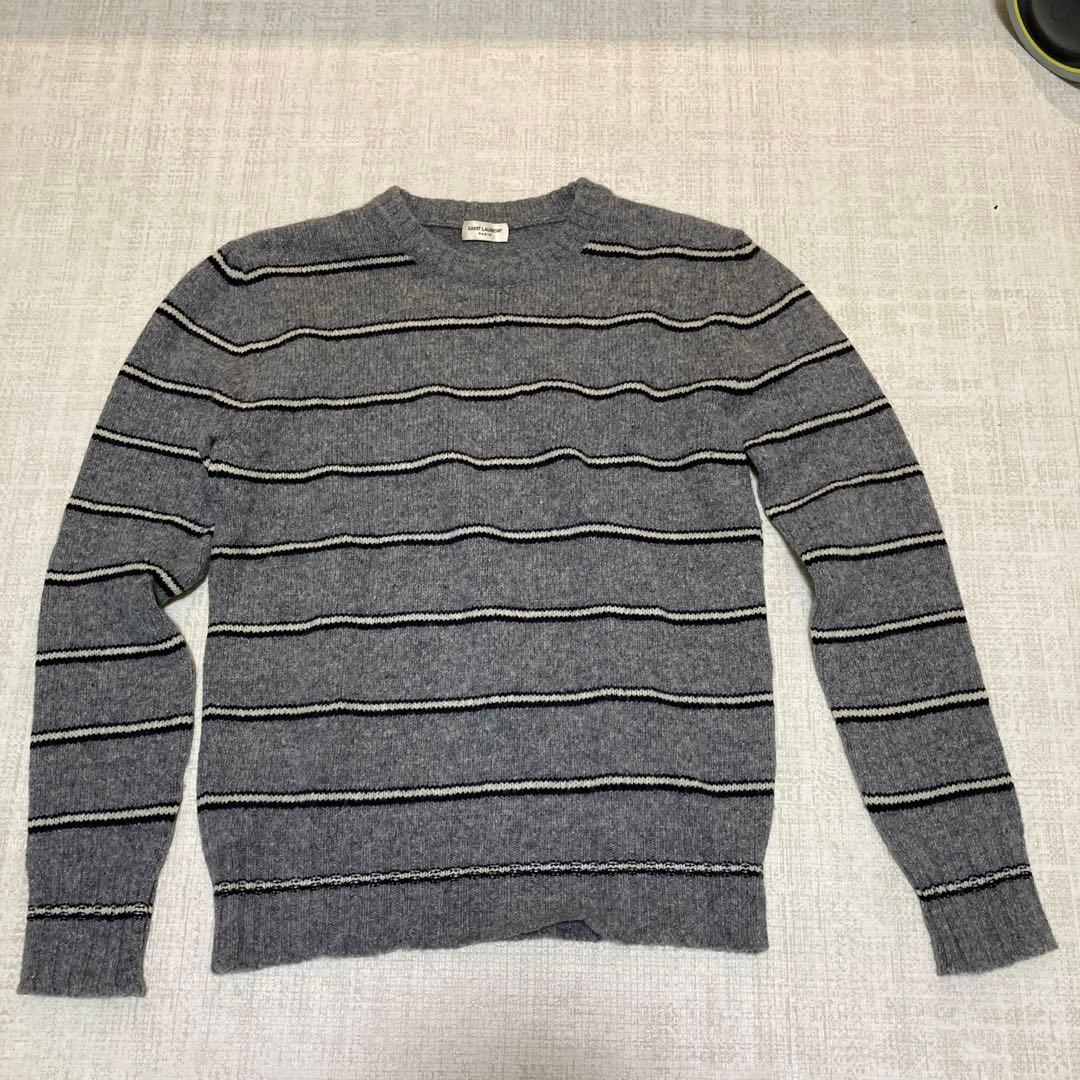SAINT LAURENT グレー ストライプ セーター　ニット　サンローラン Saint Laurent サンローラン ケーブルニット セーター | グレー
