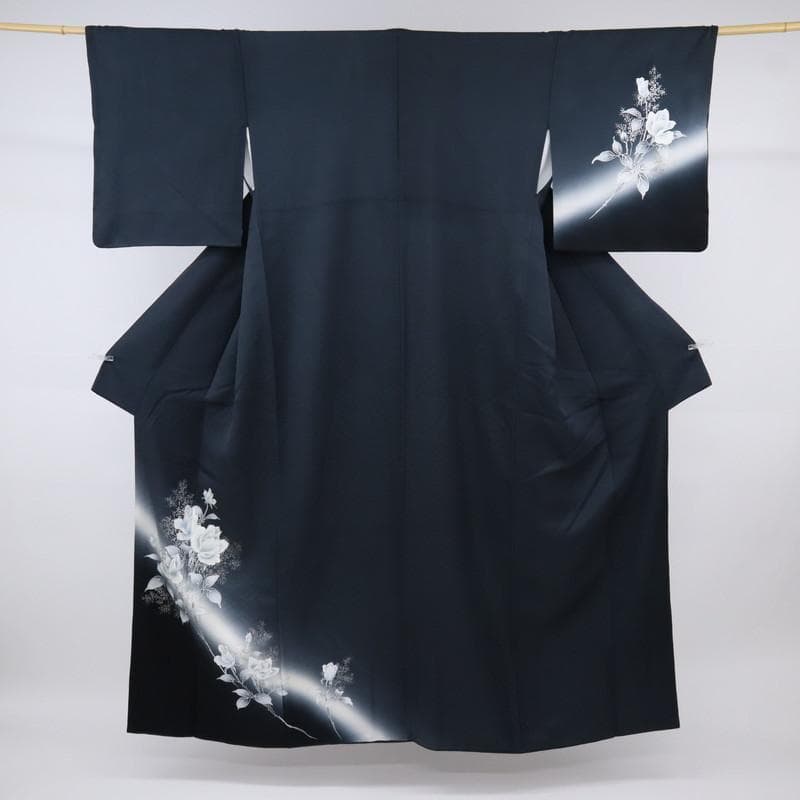 《長尺■付下げ■しっとり薔薇の花模様■若松菱地紋■袷正絹着物◆SB3-26》