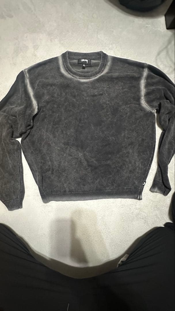 STUSSY ステューシーニット ブラック FADED COTTON CREW STUSSY（ステューシー） セーター メンズ Faded Cotton Crew ( sweater