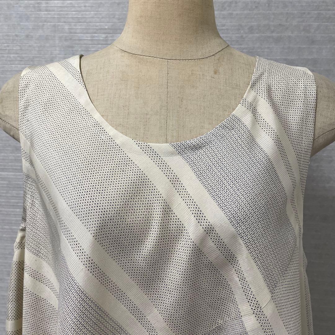 着物ワンピーステントラインマキシ丈《14》白大島紬《7マルキ含む》や紬等L〜