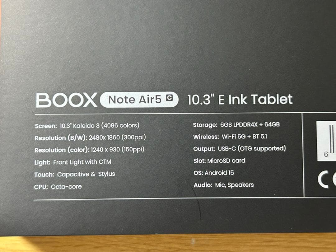BOOX Note Air5 C 10.3インチ E Inkタブレット Amazon.com : BOOX Tablet 10.3