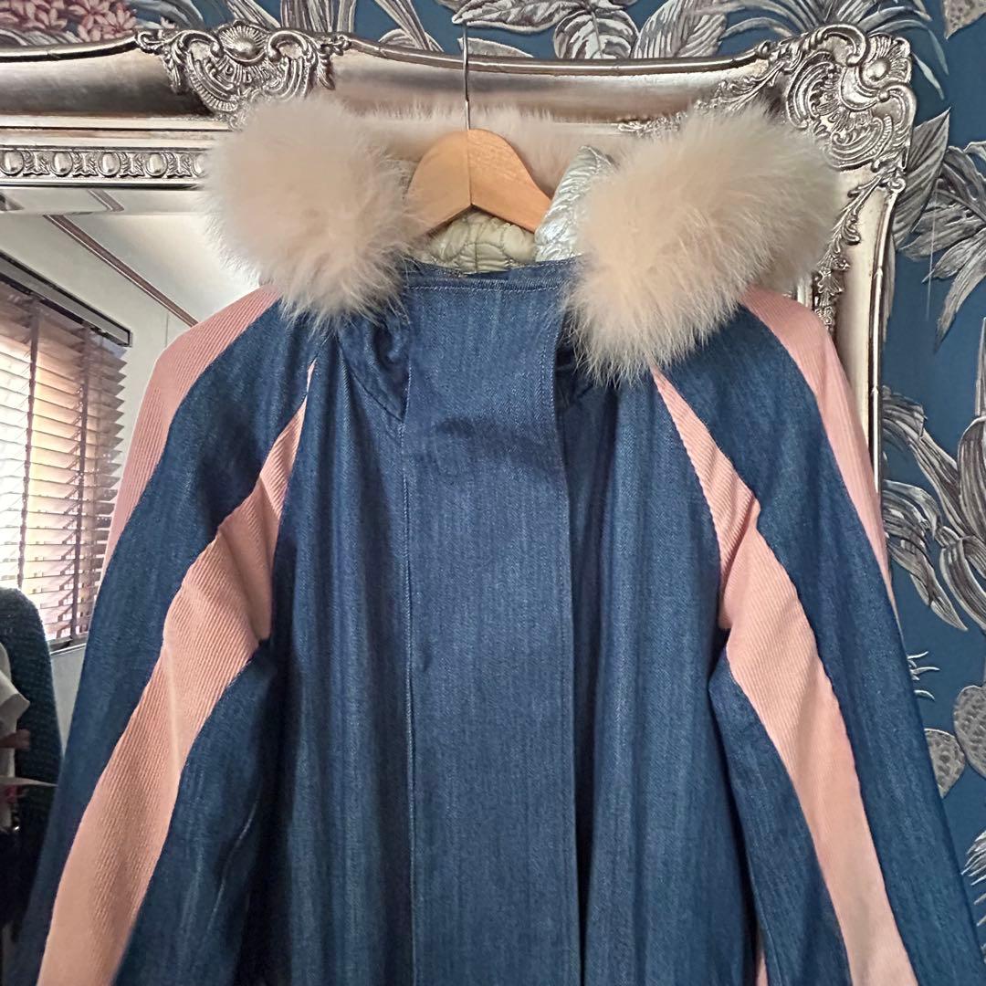 美品】ツモリチサト モッズコート デニム✖️コーデュロイ ファー付き