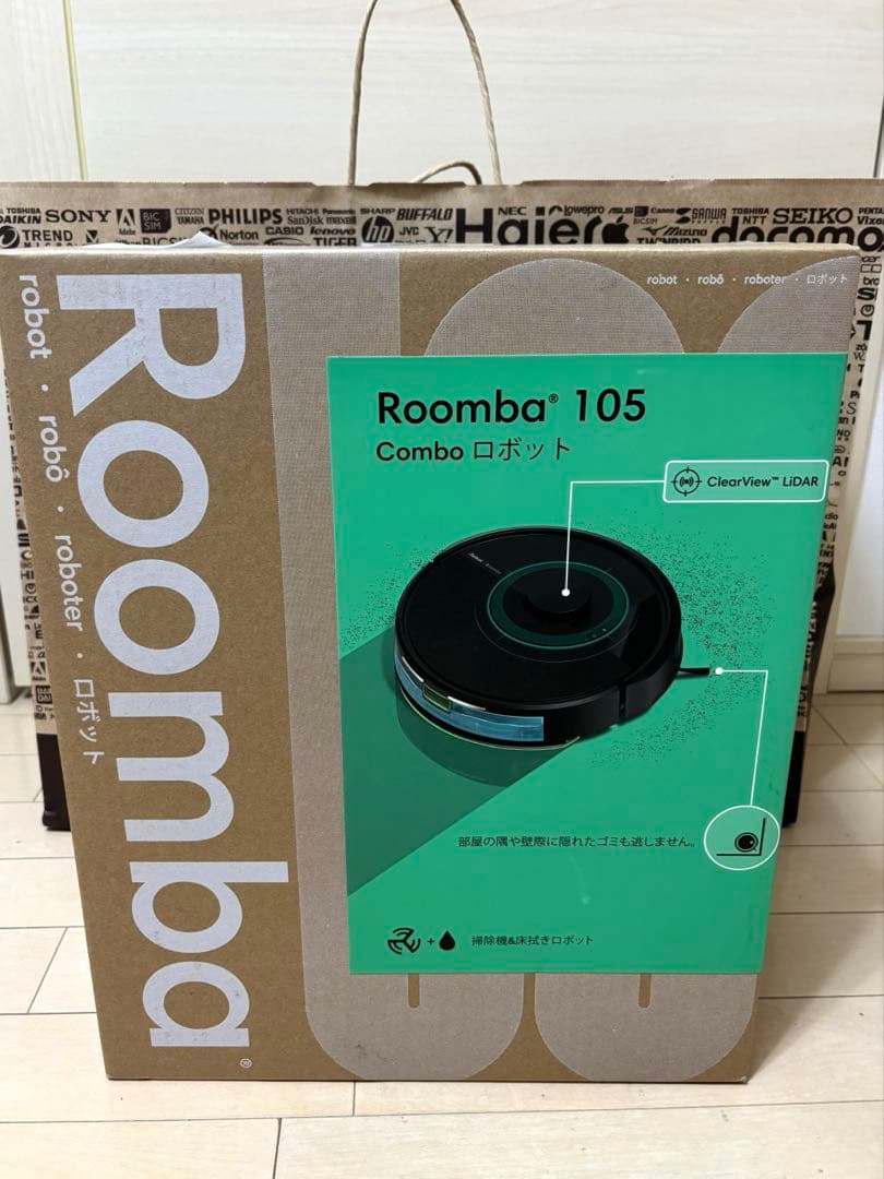 **値下げ**【新品未使用】Roomba105Comboロボット掃除機　水拭き黒 Amazon | ルンバ（Roomba） 105 Combo ロボット (ロボット掃除機) アイ