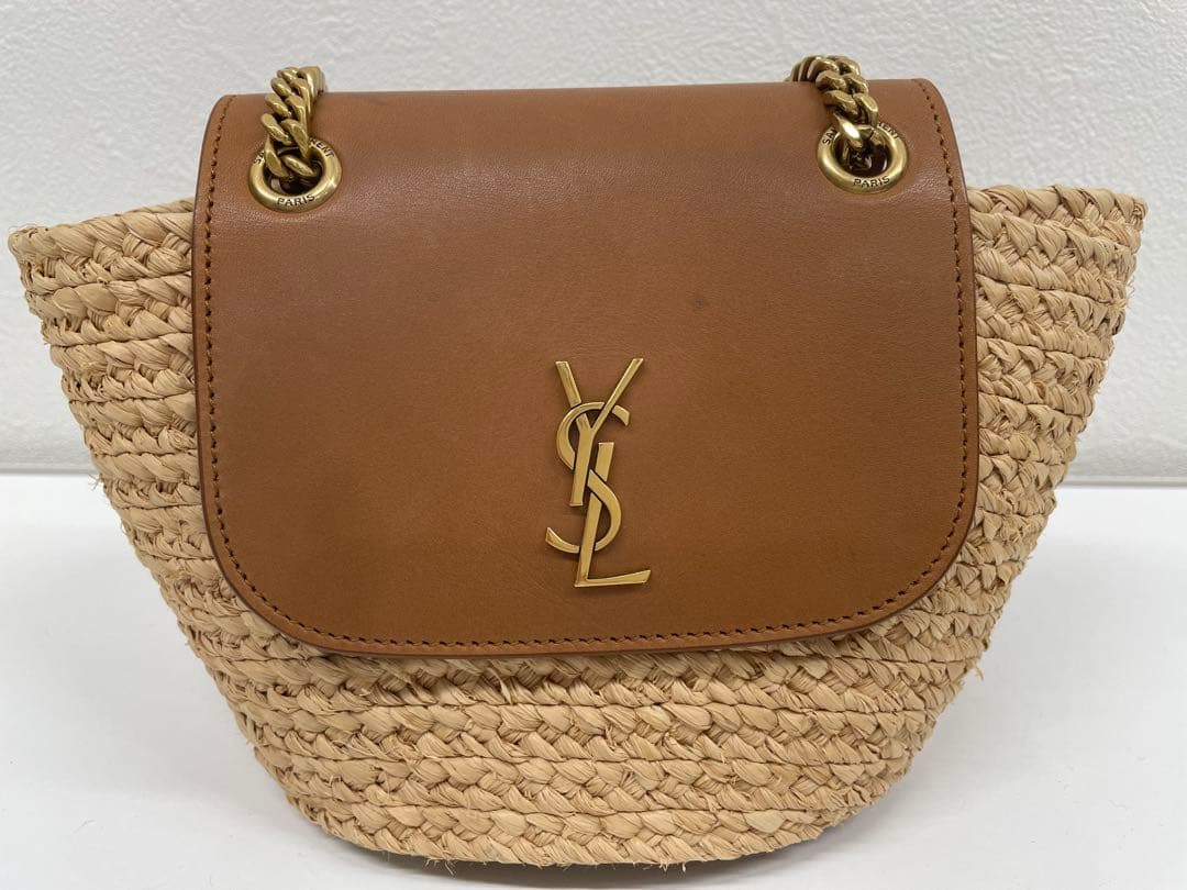 美品】箱 保存袋付き！サンローラン ラフィア カゴ ショルダーバッグ