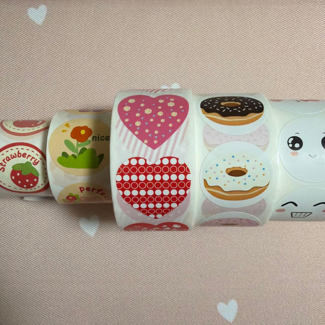 ロールシール セット ハート ドーナツ スマイル フルーツ 花 くま ねこ