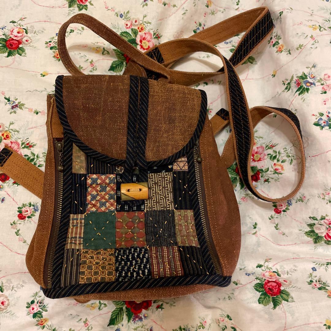 柿渋染めパッチワーク リュック - メルカリ